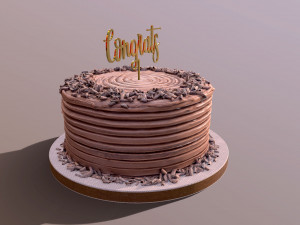 Chocolate Shaved Congrats Buttercream Cake Modèle 3D