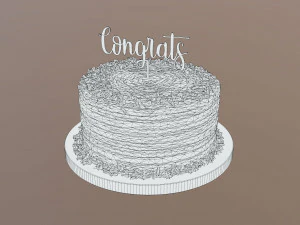 Chocolate Shaved Congrats Buttercream Cake 3D Model