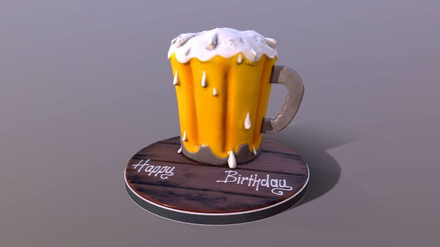 Beer Mug Cake 3D Model .c4d .max .obj .3ds .fbx .lwo .lw .lws