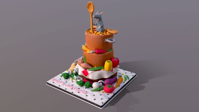 Ratatouille Cake 3D Model .c4d .max .obj .3ds .fbx .lwo .lw .lws