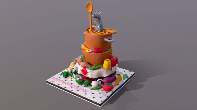 Ratatouille Cake 3D Model .c4d .max .obj .3ds .fbx .stl .blend 