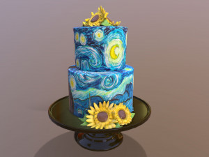 Van Gogh - Starry Night Cake Modello 3D