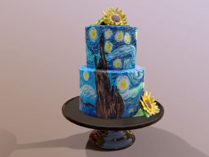 Van Gogh - Starry Night Cake Modello 3D
