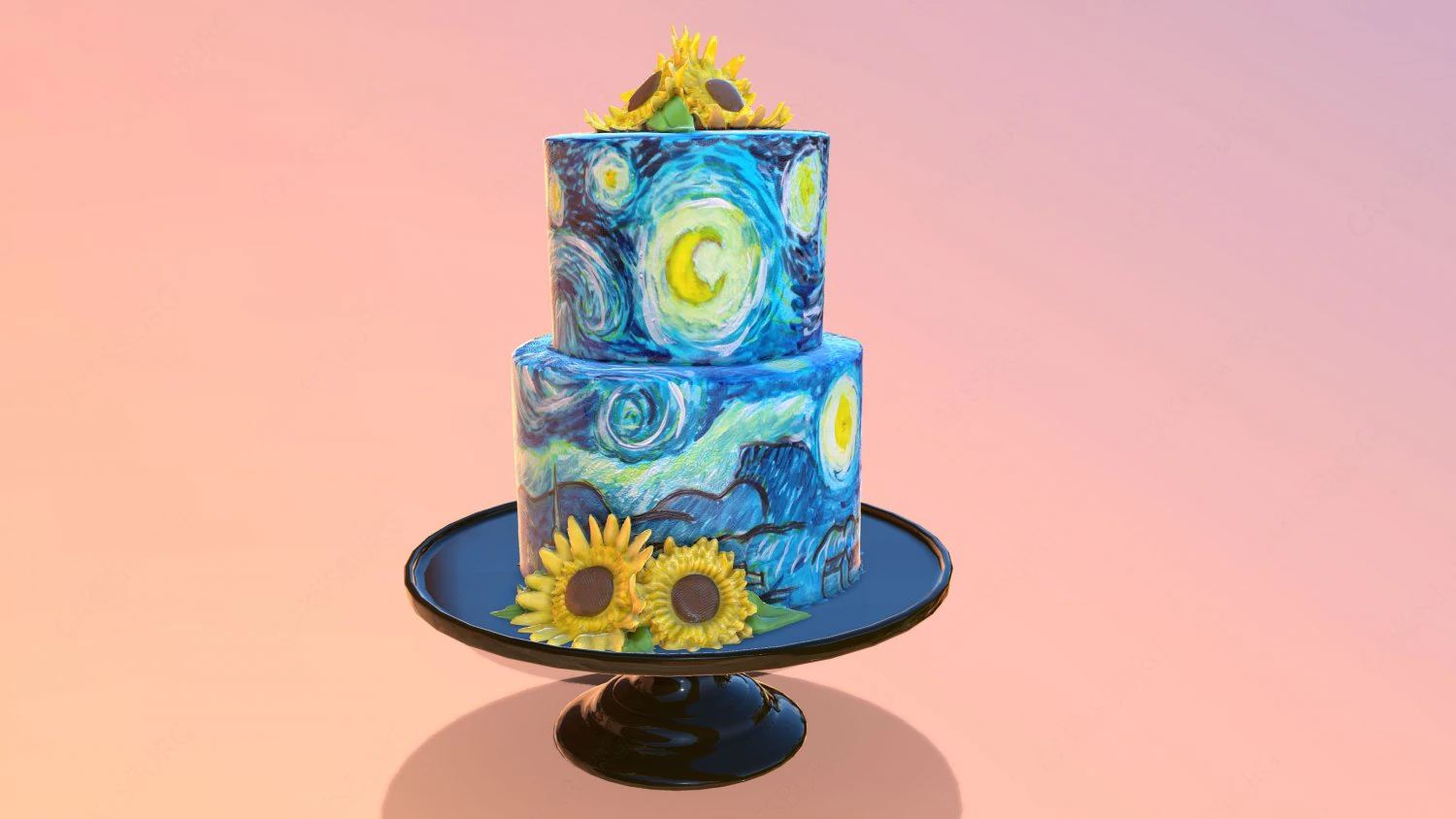 Van Gogh - Bolo Noite Estrelada Modelo 3D .c4d .max .obj .3ds .fbx .stl .blend