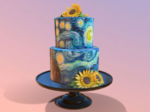 Van Gogh - Starry Night Cake Modello 3D
