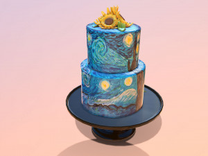 Van Gogh - Starry Night Cake Modello 3D