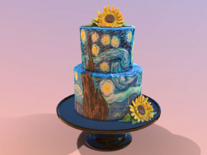 Van Gogh - Starry Night Cake Modello 3D