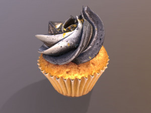 Elegant Golden Flakes Cupcake 3D Model