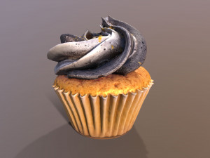Elegant Golden Flakes Cupcake 3D Model