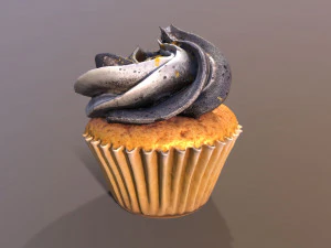 Elegant Golden Flakes Cupcake 3D Model