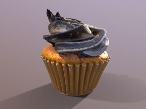 Elegant Golden Flakes Cupcake 3D Model