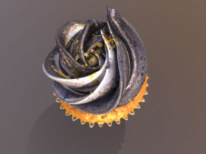 Elegant Golden Flakes Cupcake 3D Model
