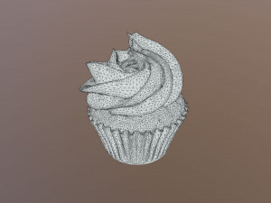 Elegant Golden Flakes Cupcake 3D Model