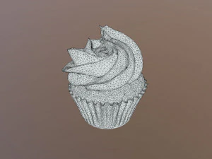 Elegant Golden Flakes Cupcake 3D Model