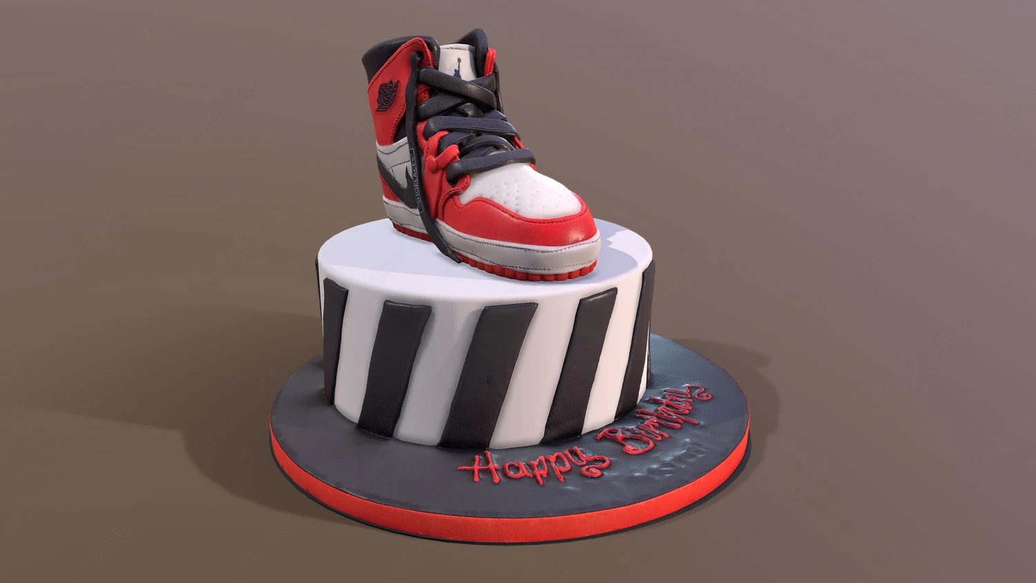 Jordan Air One Sneakers Cake 3D Model .c4d .max .obj .3ds .fbx .stl .blend 