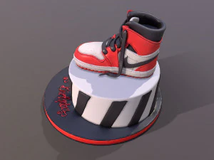 Jordan Air One Sneakers Cake 3D Model