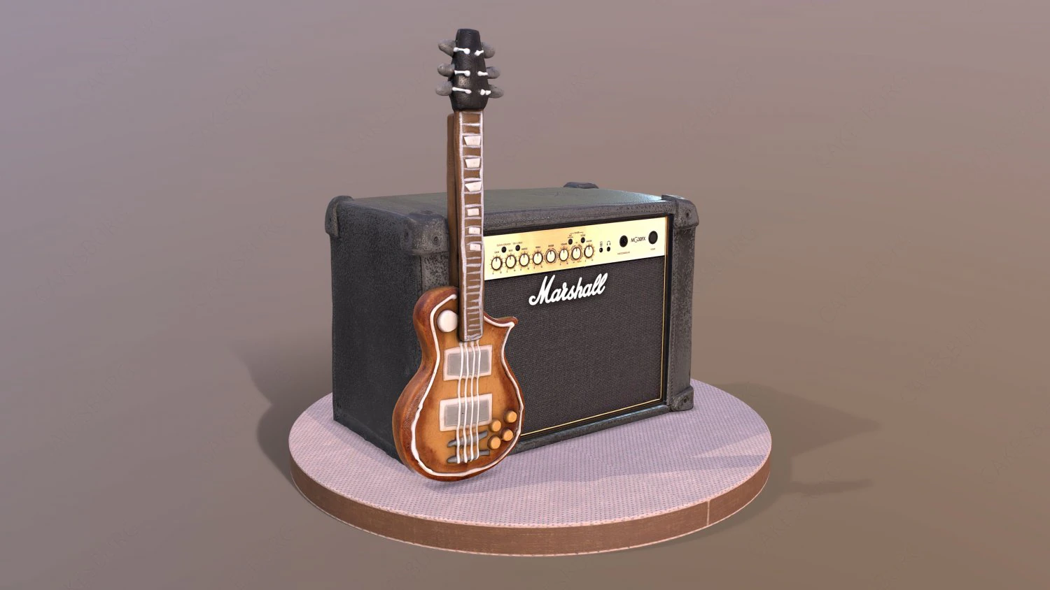 Bolo M&uacute;sico Guitarra e Amplificador Modelo 3D .c4d .max .obj .3ds .fbx .stl .blend 