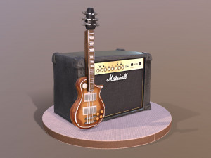 Guitar and Amplifier Musician Cake 3D Model