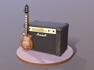 Guitar and Amplifier Musician Cake 3D Model
