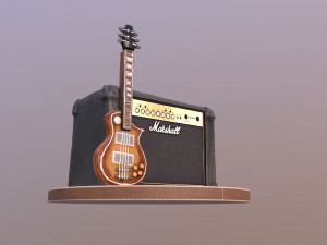 Guitar and Amplifier Musician Cake 3D Model
