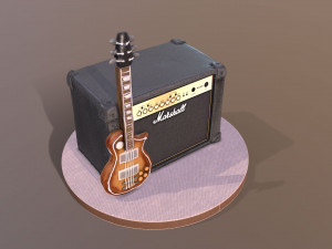 Guitar and Amplifier Musician Cake 3D Model