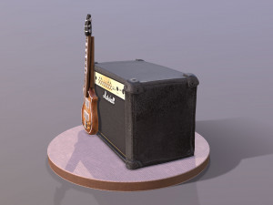 Guitar and Amplifier Musician Cake 3D Model