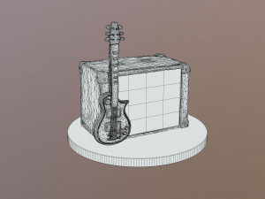 Guitar and Amplifier Musician Cake 3D Model