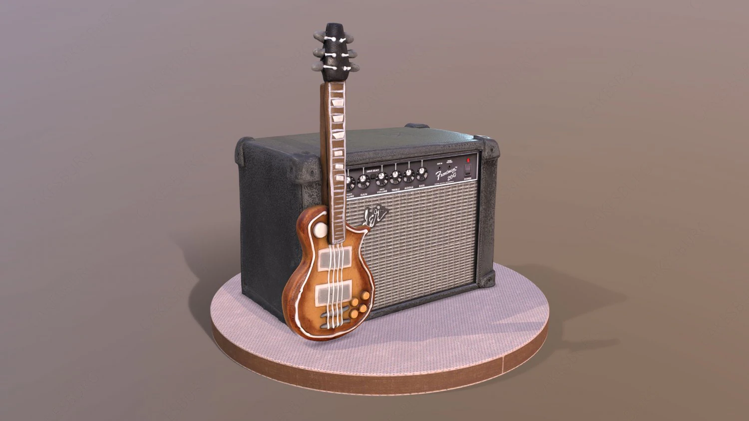 Guitar and Amplifier Musician Cake 3D Model .c4d .max .obj .3ds .fbx .stl .blend 