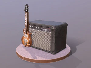 Guitar and Amplifier Musician Cake 3D Model
