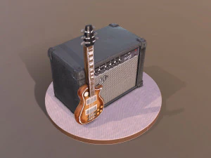 Guitar and Amplifier Musician Cake 3D Model