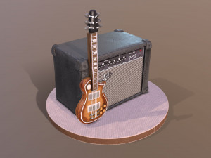Guitar and Amplifier Musician Cake 3D मॉडल
