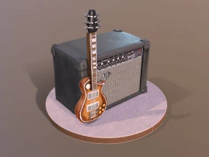 Guitar and Amplifier Musician Cake 3D Model