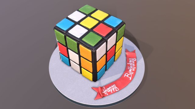 Rubiks Cube Cake 3D Model .c4d .max .obj .3ds .fbx .lwo .lw .lws