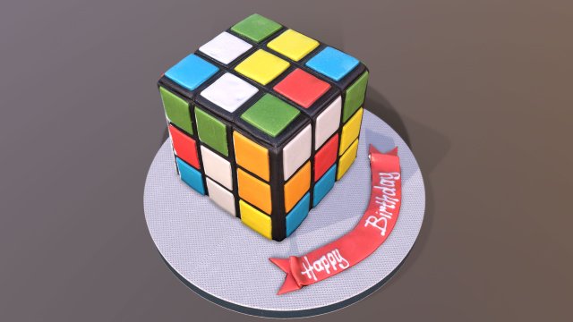 Rubiks Cube Cake 3D Model .c4d .max .obj .3ds .fbx .stl .blend 