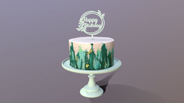 Elegant Turquoise Buttercream Birthday Cake 3D Model .c4d .max .obj .3ds .fbx .lwo .lw .lws