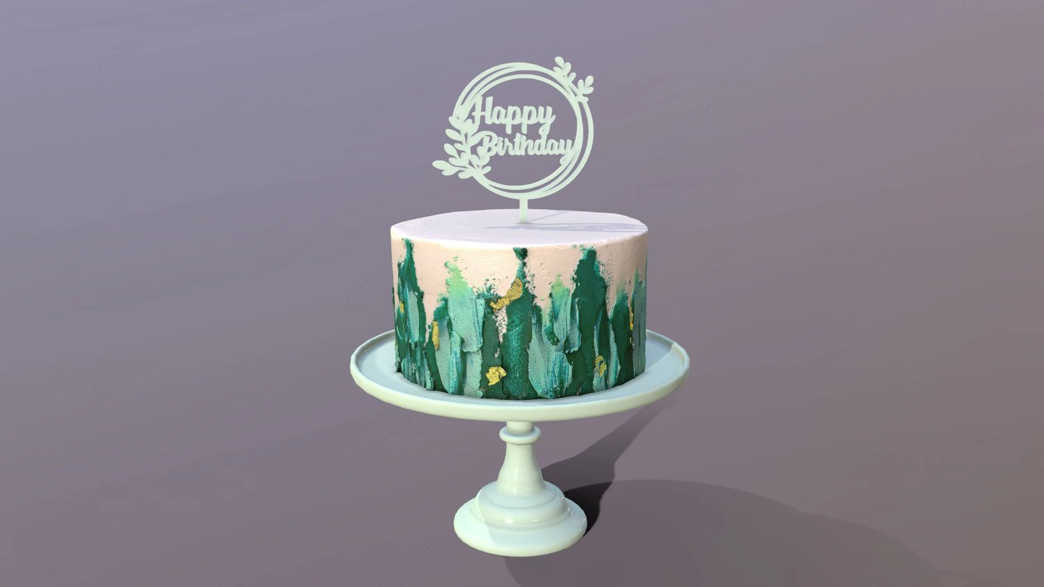 Elegant Turquoise Buttercream Birthday Cake 3D Model .c4d .max .obj .3ds .fbx .stl .blend