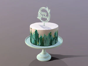 Elegant Turquoise Buttercream Birthday Cake 3D Model