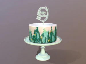 Elegant Turquoise Buttercream Birthday Cake 3D Model
