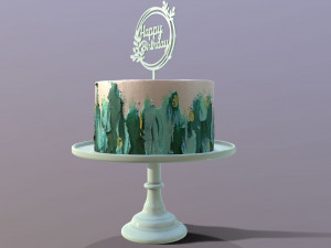 Elegant Turquoise Buttercream Birthday Cake Modello 3D