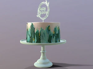 Elegant Turquoise Buttercream Birthday Cake 3D Model
