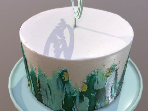 Elegant Turquoise Buttercream Birthday Cake Modello 3D