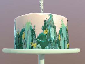 Elegant Turquoise Buttercream Birthday Cake Modello 3D