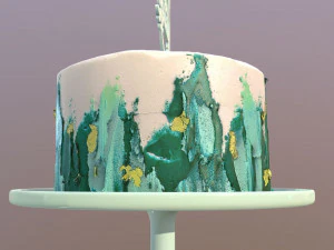 Elegant Turquoise Buttercream Birthday Cake 3D Model