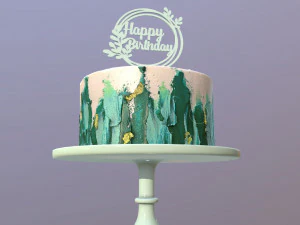 Elegant Turquoise Buttercream Birthday Cake 3D Model