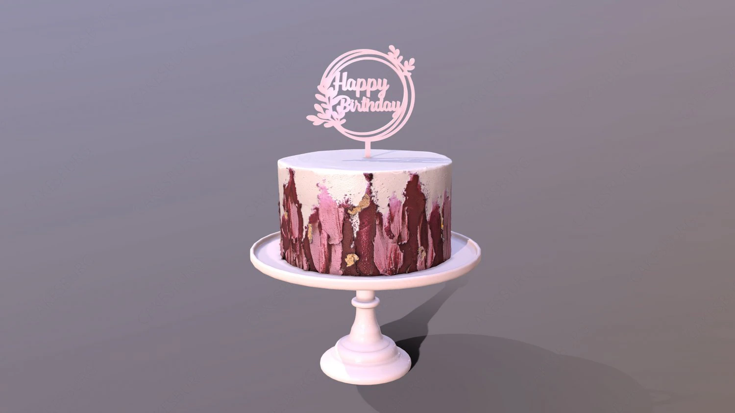 Elegant Hibiscus Buttercream Birthday Cake 3D Model .c4d .max .obj .3ds .fbx .stl .blend 