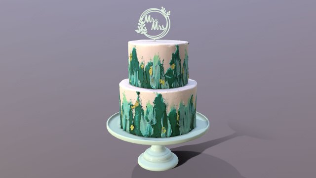 Elegant Turquoise Wedding Cake 3D Model .c4d .max .obj .3ds .fbx .lwo .lw .lws