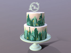 Elegant Turquoise Wedding Cake 3D Model