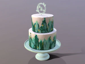 Elegant Turquoise Wedding Cake 3D Model