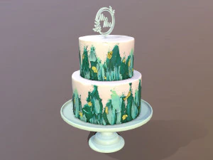 Elegant Turquoise Wedding Cake 3D Model