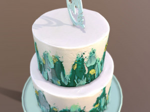 Elegant Turquoise Wedding Cake Modèle 3D